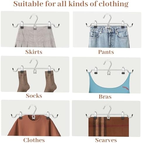 Pants Hangers Space Saving,Stackable Skirt Hangers with Clips, Hanging Closet Organizer and Storage,Clothes Hangers, College Dorm Essentials Apartment Essentials- 16 Pack - Image 7
