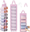 DHSFKBE Legging Organizer Storage, T Shirt Organizer, Foldable Hanging Closet Organizer Storage with 16 Roll Independent Compartments for Yoga Pants, Tank Top, Towel, Underwear (Pink) by DHSFKBE
