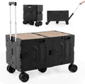 Goplus Large Foldable Utility Cart w/ 2-Tier Storage Crates, 5 Rotate Wheels, Metal Telescoping Handle, Portable Rolling Trolley Collapsible Cart for Grocery Shopping Camping & Travel by Goplus