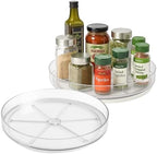 NOSTALGIQ Set Lazy Susan - Lazy Susan Organizer 2-Pack - Rotating Cabinet & Spice Rack, Clear by NOSTALGIQHOME