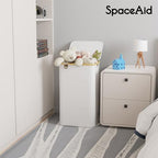 SpaceAid Laundry Hamper with Lid, 110L Large Tall Clothes Basket Bin with Bamboo Handles, Collapsible Laundry Hamper for Bedroom, Bathroom, Dorm, Laundry Room - White - Image 2