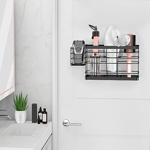 Hair Tool Organizer - Black Steel Wall Mounted Hair Dryer Holder with Removable Basket, 10.62"L x 4.33"W x 6.69"H, Ideal for Small Bathrooms - Image 6