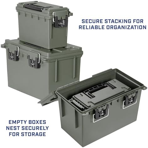 Sheffield Ammo Box Made in USA, Stackable Lockable Ammo Storage Box, Green - Image 7