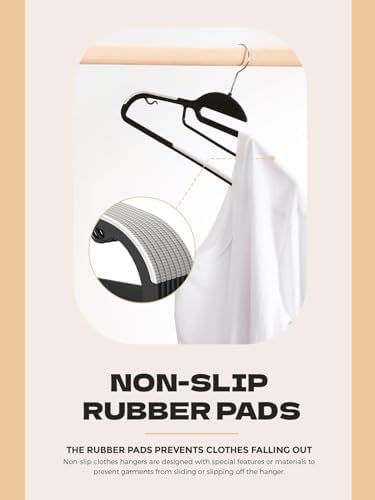 HOUSE DAY Slim Plastic Hangers with Non Slip Rubber Pads, 30 Pack, Black | Space saving closet organizer, heavy duty S-shape, rubber grip pads help keep shirts, suits, coats, pants, skirts in place - Image 4