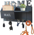 Rustic Wall Key Holder with Shelf & Hooks - Mail Organizer for Entryway | Wooden Key Rack for Keys, Coats, Dog Leash-Black by DearyHome