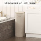 Lifewit Slim Laundry Basket with Lid and Removable Bag, 65L, Beige - Image 2
