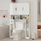 Vabches Over The Toilet Storage Cabinet with 3 Barn Doors.White - Image 6