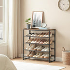 HOOBRO Shoe Rack, 5 Tier Shoe Organizer for Front Door Entrance, Shoe Shelf with Adjustable Tilt Angle, Holds 16-20 Pairs, for Entryway, Garage, Closet, Rustic Brown and Black BF08XJ01 - Image 2