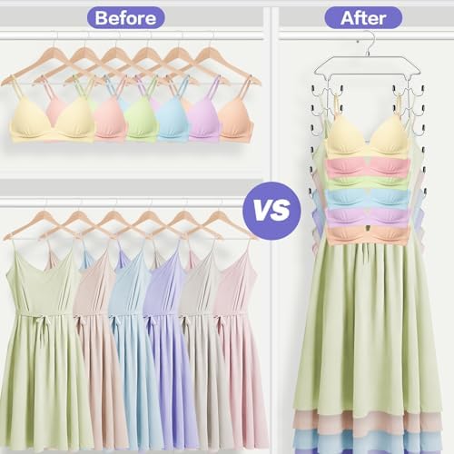 Tank Top Hanger,6 Tier Double Space Saving Bra Hangers, Closet Organizers and Storage,Dorm Room Essentials for Girls,Hanging Closet Organizer for Camisoles Sports Bras Strappy Dress Swimsuits Ties - Image 5
