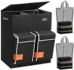 SOLEDI 180L Double Laundry Hamper with Lid and 2 Side Pockets, Dual Hamper by SOLEDI