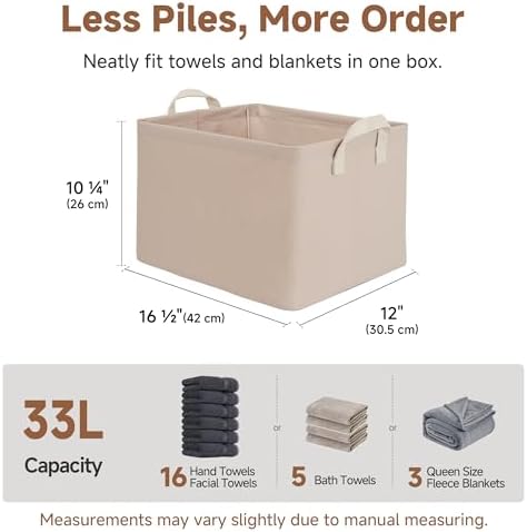 StorageWorks Fabric Storage Bins, Closet Bins, Light Brown, 2-Pack - Image 2
