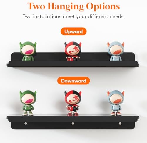 Lifewit Acrylic Floating Shelves for Wall 14" Black, 12 Pack - Image 6