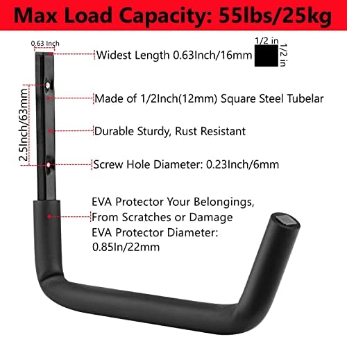 Garage Storage Ladder Hooks with 12" Jumbo Arm, 8 Pack Heavy Duty Wall Mounted Storage Hanger Utility Organizer for Bicycle, Folding Chairs, Bike and Garden Tools - Image 3