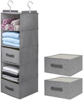 Large Hanging Sweater Organizer for Closet,Collapsible 6-Shelf Hanging Closet Shelves with Drawers, Washable (Grey-5 Shelf-2 d) by Unknown