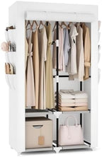 VTRIN Portable Closet Wardrobe Closet for Hanging Clothes with 4 Storage Shelves, 2 Hanging Rods and 6 Pockets, Stable and Easy Assembly Clothes Rack with Cover Free Standing Closet White by VTRIN