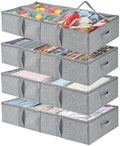 4-Pack Underbed Storage Containers with Clear PVC Lid(31.8×16×5.9in) | Foldable Under Couch Storage Bins, Closet Organizers Bags for Toy, Stuffed Animals, Dolls, Books, Clothes, Shoes & Blankets by Unknown