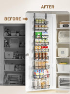 Delamu Adjustable Narrow Over the Door Pantry Organizer, 9-Tier Metal Pantry Organization and Storage for Kitchen, Hanging Spice Rack Seasoning Shelves, Cabinet Door Organizer for Easy Install, 12.5" - Image 5