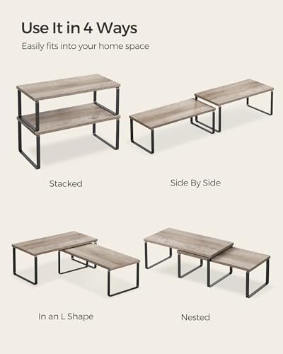 SONGMICS Cabinet Organizer Shelf, Set of 4 Spice Rack, Kitchen Storage - Image 7