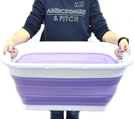 SAMMART 41L (10.8 gallon) Collapsible Plastic Laundry Basket-Foldable Pop Up Storage Container/Organizer-Portable Washing Tub-Space Saving, Water capacity: 32L (8.4 gallon) (Rectangular, Lt. Purple) - Image 7