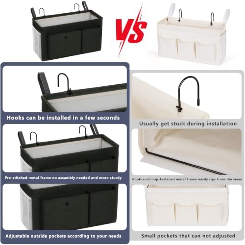 Bedside Caddy Bedside Storage Hanging Organizer for Bunk Dorm Bed Rail - Image 2
