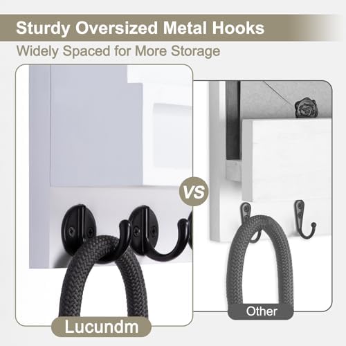 Key and Mail Holder Wall Mount, Key Hanger with Long Storage Box and 5 Hooks for Coat, Dog Leash, Home Decor Rack, House Accessories, Entry Way Organizer 11.8”W x 7.8”H x 3.2”D - Image 5
