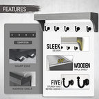 Rebee Vision Key Holder Wall Mount with Shelf for Home Decor, Gray & White - Image 5