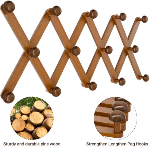 WGFKVAS Hat Rack for Wall with 14 Hooks, Solid Wooden - Image 4
