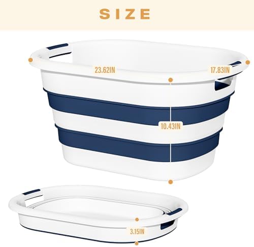OOAMBB 43L(11.5Gallon) Collapsible Laundry Basket Plastic (Blue, 1 Pack) - Image 6