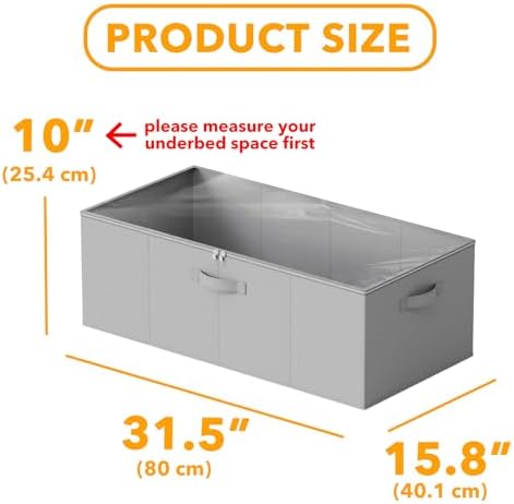 SpaceAid 2 Pack 10" High Under Bed Storage Containers, Large Underbed Storage Organizer Bins with Lids for Bedroom, Dorm, Clothes, Closet Organization, Bed Sheets and Blankets (Gray) - Image 3