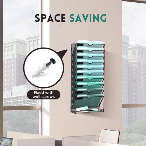 SUPEASY 11-Tier Wall File Organizer, Wall Mounted Mail Sorter, 2 Pack - Image 5