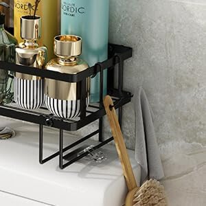 Godboat 1-Tier Over Toilet Storage - Wall-Mount Bathroom Shelf with 2 Hook - Image 6