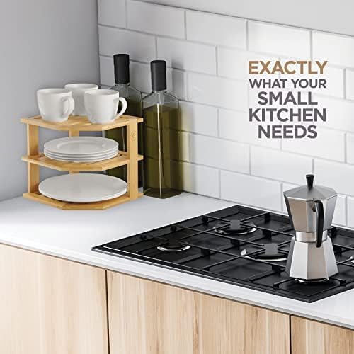 Bambüsi Kitchen Cabinet Organizer 3-Tier Corner Shelf Storage Rack, Bamboo - Image 7
