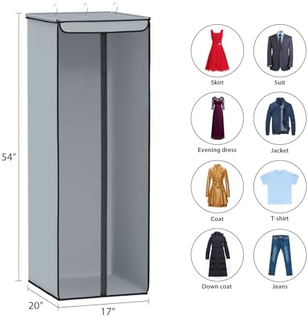 Univivi Garment Bags for Hanging Clothes, Cloth Bag 54 In, 1 PCS, Grey - Image 5