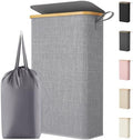 Lifewit 65L Slim Laundry Hamper with Lid, Narrow Laundry Basket with Removable Bag & Bamboo Handles, Fodable Thin Dirty Clothes Hamper for Laundry Collapsible Bin for Bathroom Bedroom Dorm, Gray by Lifewit