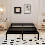 Maenizi 14 Inch King Size Bed Frame with White Fabric Cover, Heavy Duty King Platform Bed Frame Support Up to 3000 lbs, No Box Spring Needed, Easy Assembly, Noise Free, Black - Image 7