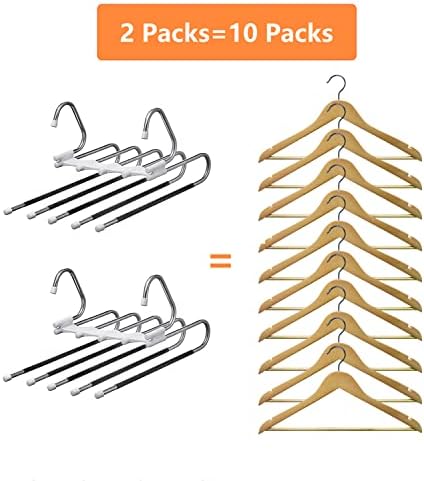 Upgrade Azeroth Pants Hangers 4 Pack Space Saving S-Type Stainless Steel Clothes Pants Hangers,Anti-Slip Design,Clothes Closet Storage Organizer for Pants Jeans Trousers Skirts Scarf - Image 7