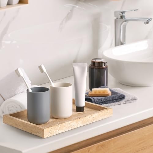 Natural Large Travertine Vanity Tray, Stone Organizer for Bathroom & Decor - Image 5