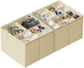 SUOCO 2 Pack Shoe Organizer for Closet, Fits up to 32 Pairs, Small Space Shoe Storage Boxes Bins Containers w/Adjustable Dividers and Clear Top, Black, Beige by SUOCO