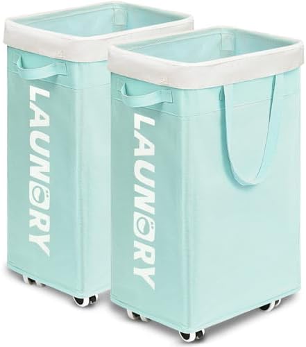 Goodpick 2-Pack Rolling Laundry Basket with Removable Wash Bag, 75L by Goodpick