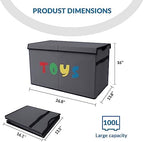 YOLOXO Toy Box Chest, Collapsible Sturdy Storage Bins with Lids, Extra Large Kids Toy Storage Organizer Boxes Bins Baskets for Kids, Boys, Girls, Nursery Room, Playroom, Closet (A-TBX-GRAY-MULTI) - Image 7