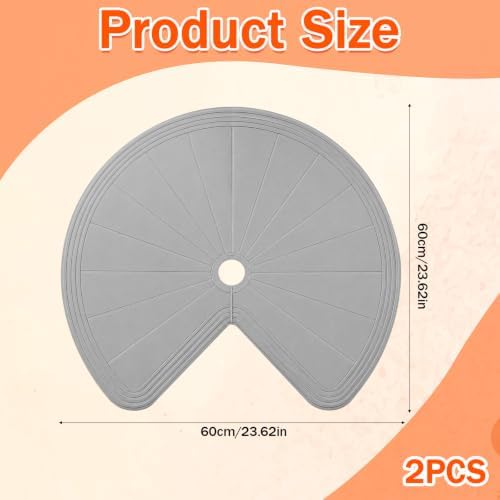 2 PCS 26.5" Lazy Susan Shelf Liner, Silicone Lazy Susan Liner, Non-Slip and Heat-Resistant, Dual Tier Pie Cut Organizer for Drawer Refrigerator Cupboard Cabinet Organizers(Gray) - Image 2
