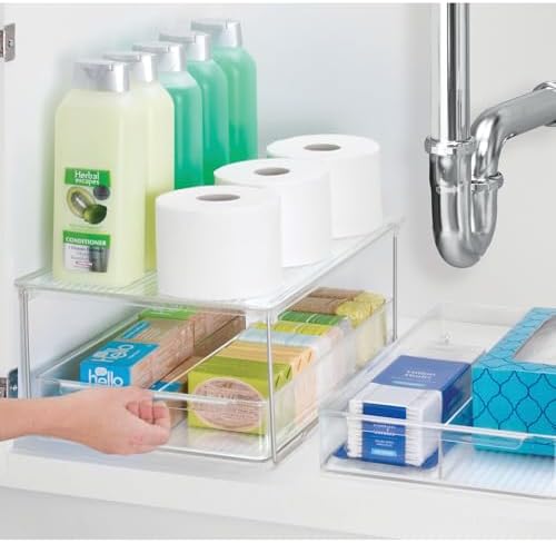 iDesign Stackable Bathroom Shelf Riser, Clear - Image 2