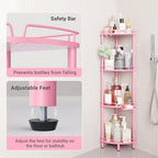 ELYKEN Corner Shower Caddy Standing, 4 Tier Metal Shower Organizer, Pink - Image 5