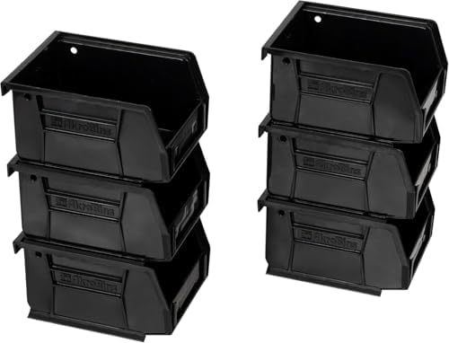 Akro-Mils 30210 AkroBins Plastic Storage Bins, 5"x4"x3", Black, 6-Pack by Akro-Mils