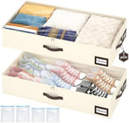 OIAHOMY 2 Pack Under Bed Storage with Handles, Underbed Container for Bedroom & Closet, Fits Beds Higher than 6", Under the Bed Storage for Seasonal Clothes, Blankets & Shoes - Beige by MasterofSpaceOptimization