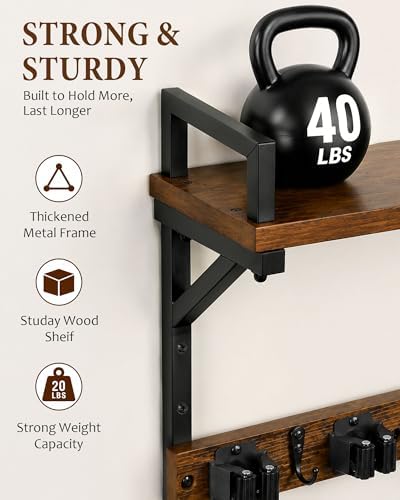 Lorbro Broom Holder Wall Mount with Cleaning Supplies Storage, Heavy Duty - Image 5