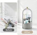 Toothbrush Holder with Cover for Bathroom Countertop, Organizer, Gray - Image 6