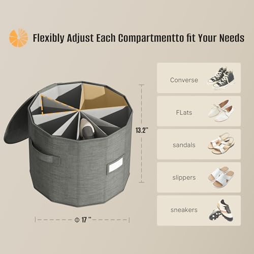 Round Shoe Organizer, Fan Dividers for Wide Shoes & Boots, Gray, 2 Pack - Image 5