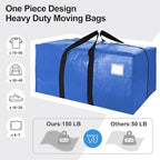 6 Pack Heavy Duty Extra Large Moving Bags W/Backpack Straps - Strong Handles & Zippers, Storage Totes For Space Saving, Fold Flat, Alternative to Box and Bin (40 gal, Multicolor) - Image 5