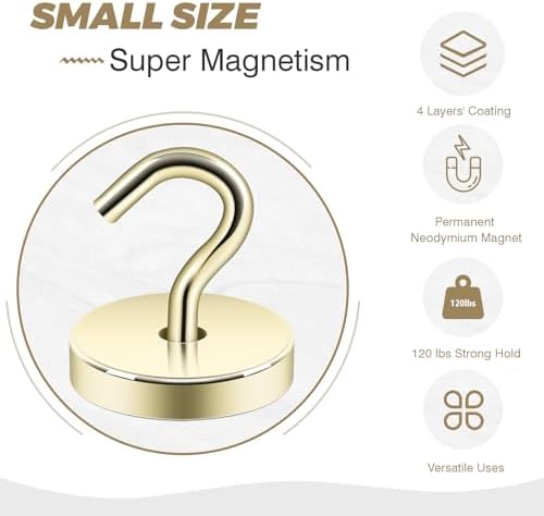 Neosmuk Magnetic Hooks Steel Tube Design for Cruise,130lb+ Gold,10 Pack - Image 4